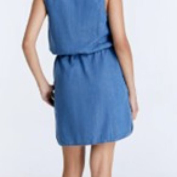 sleeveless Denim Dress - Medium Blue tie waist rounded hem sz small MAVI - Picture 5 of 16